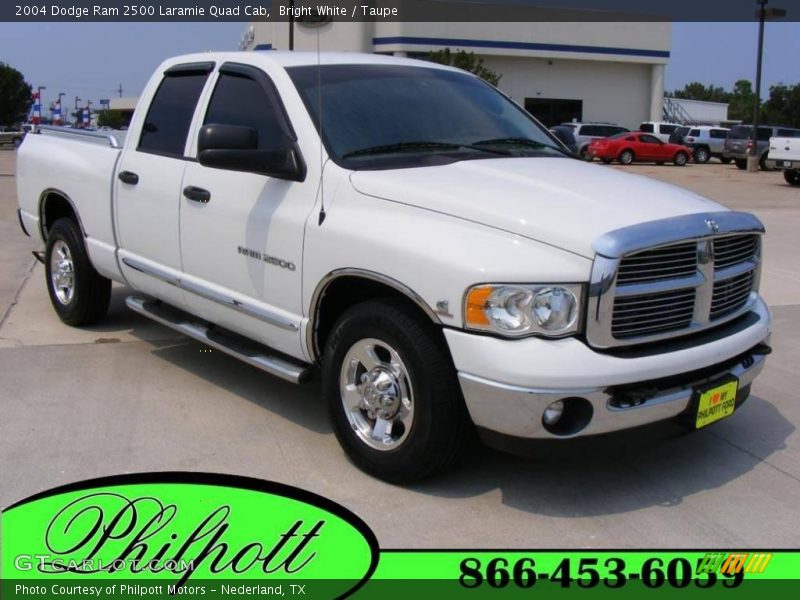 Bright White / Taupe 2004 Dodge Ram 2500 Laramie Quad Cab