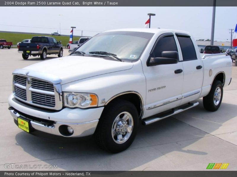 Bright White / Taupe 2004 Dodge Ram 2500 Laramie Quad Cab