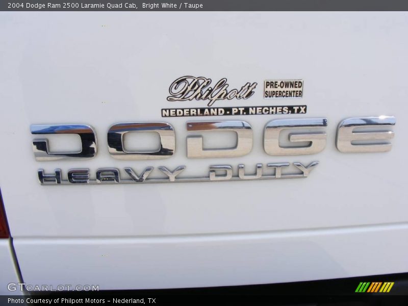 Bright White / Taupe 2004 Dodge Ram 2500 Laramie Quad Cab
