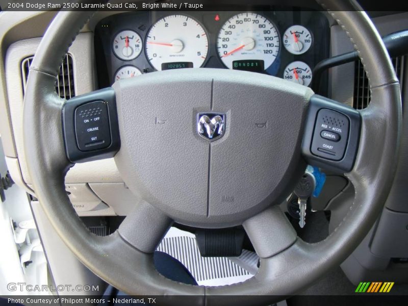 Bright White / Taupe 2004 Dodge Ram 2500 Laramie Quad Cab