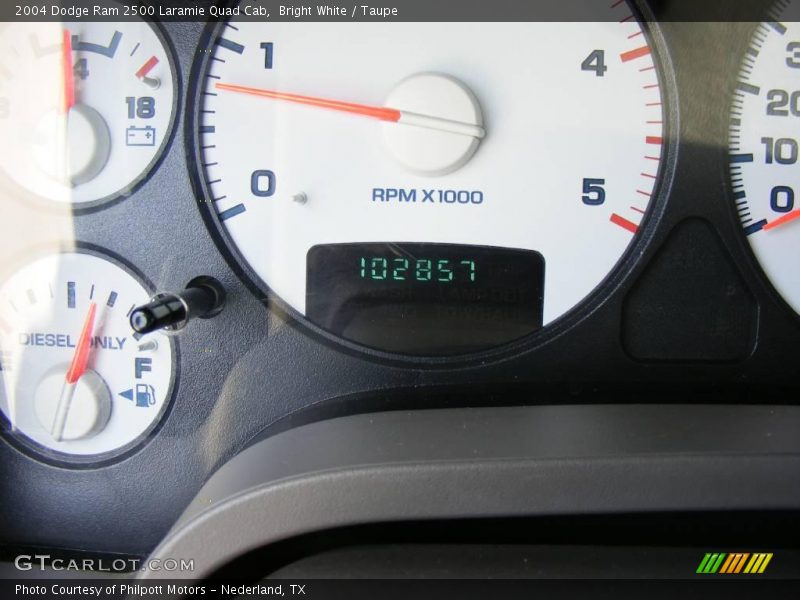 Bright White / Taupe 2004 Dodge Ram 2500 Laramie Quad Cab