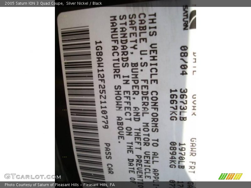 Silver Nickel / Black 2005 Saturn ION 3 Quad Coupe
