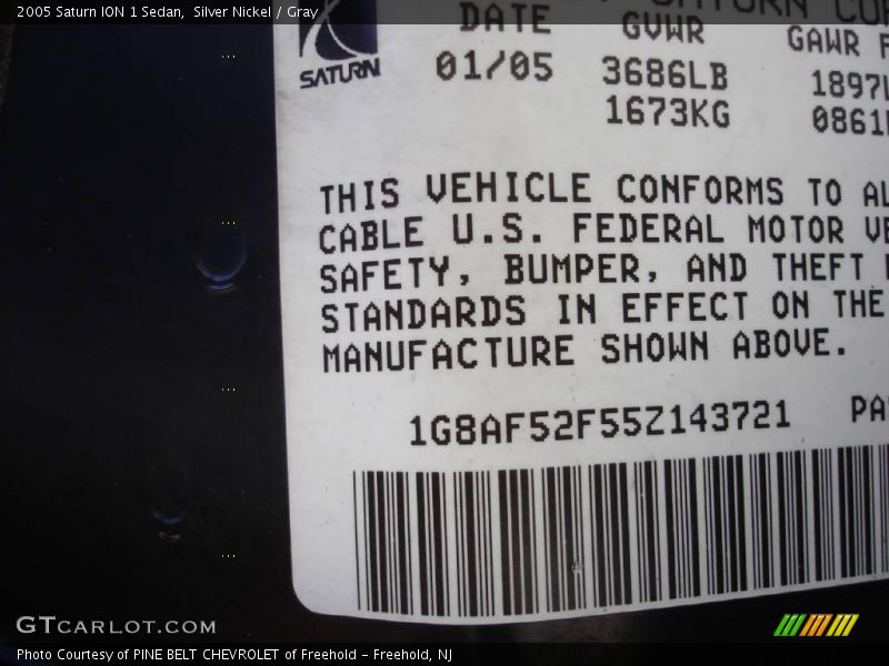 Silver Nickel / Gray 2005 Saturn ION 1 Sedan