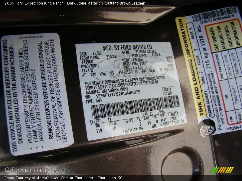 Dark Stone Metallic / Castano Brown Leather 2006 Ford Expedition King Ranch