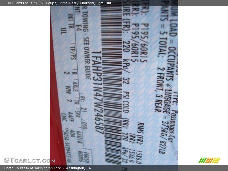 Infra-Red / Charcoal/Light Flint 2007 Ford Focus ZX3 SE Coupe