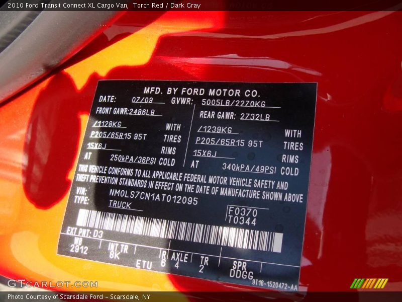 Torch Red / Dark Gray 2010 Ford Transit Connect XL Cargo Van