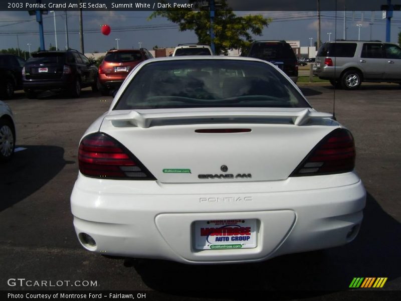 Summit White / Dark Pewter 2003 Pontiac Grand Am SE Sedan