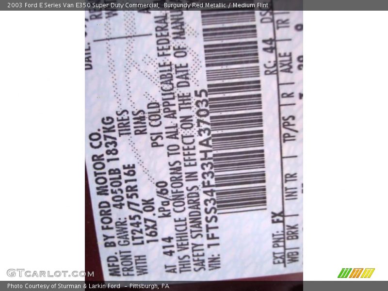 Burgundy Red Metallic / Medium Flint 2003 Ford E Series Van E350 Super Duty Commercial