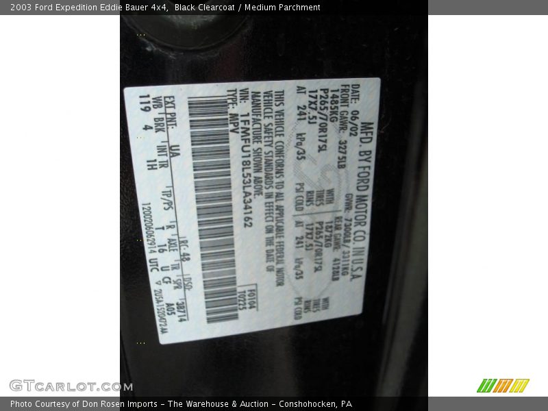 Black Clearcoat / Medium Parchment 2003 Ford Expedition Eddie Bauer 4x4