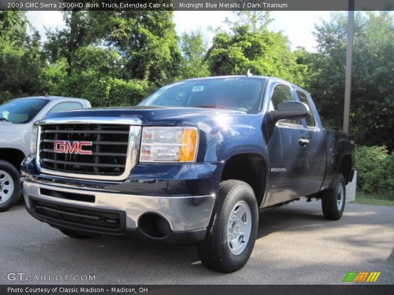 Midnight Blue Metallic / Dark Titanium 2009 GMC Sierra 2500HD Work Truck Extended Cab 4x4