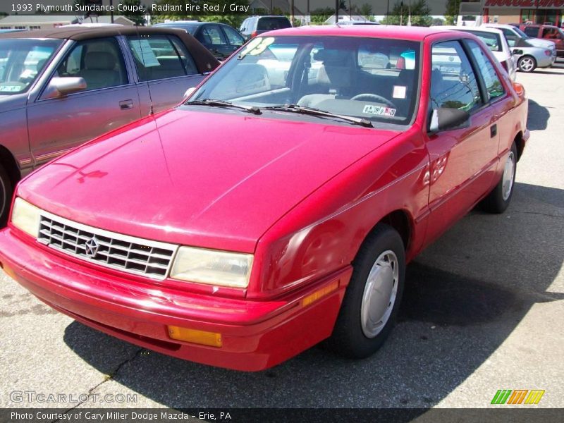 Radiant Fire Red / Gray 1993 Plymouth Sundance Coupe