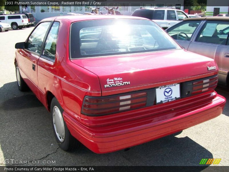 Radiant Fire Red / Gray 1993 Plymouth Sundance Coupe