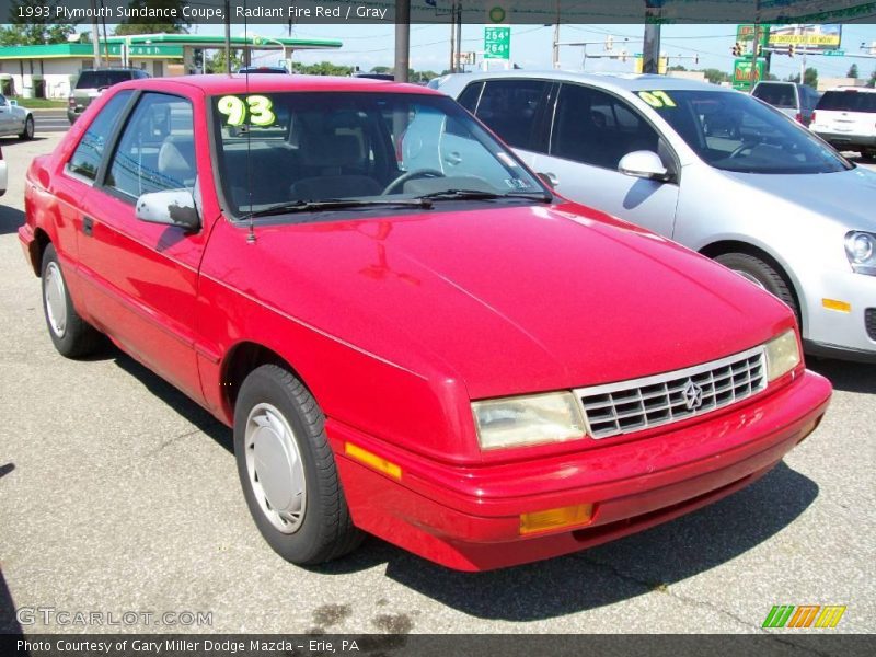 Radiant Fire Red / Gray 1993 Plymouth Sundance Coupe