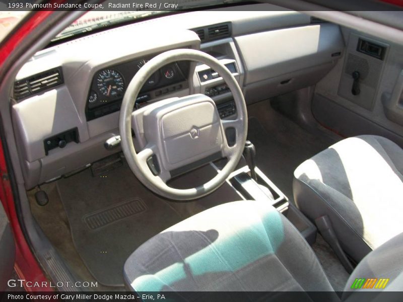 Radiant Fire Red / Gray 1993 Plymouth Sundance Coupe