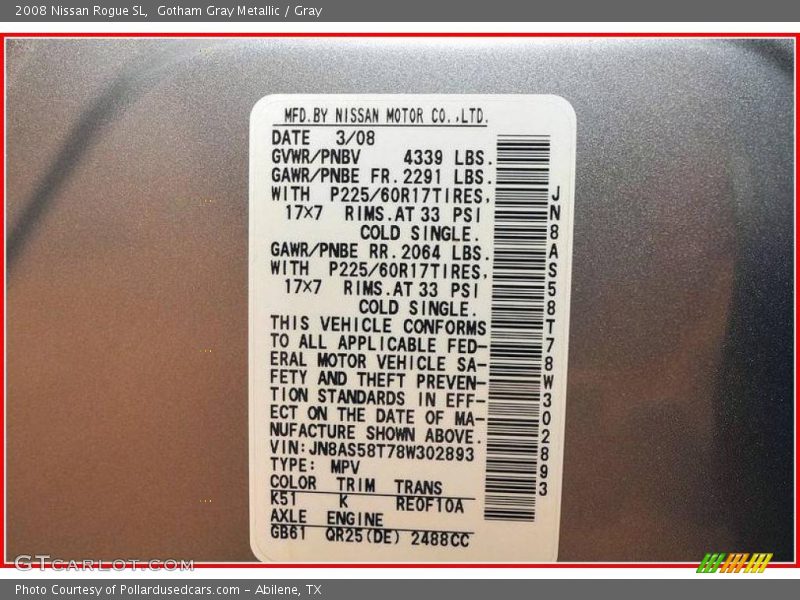Gotham Gray Metallic / Gray 2008 Nissan Rogue SL