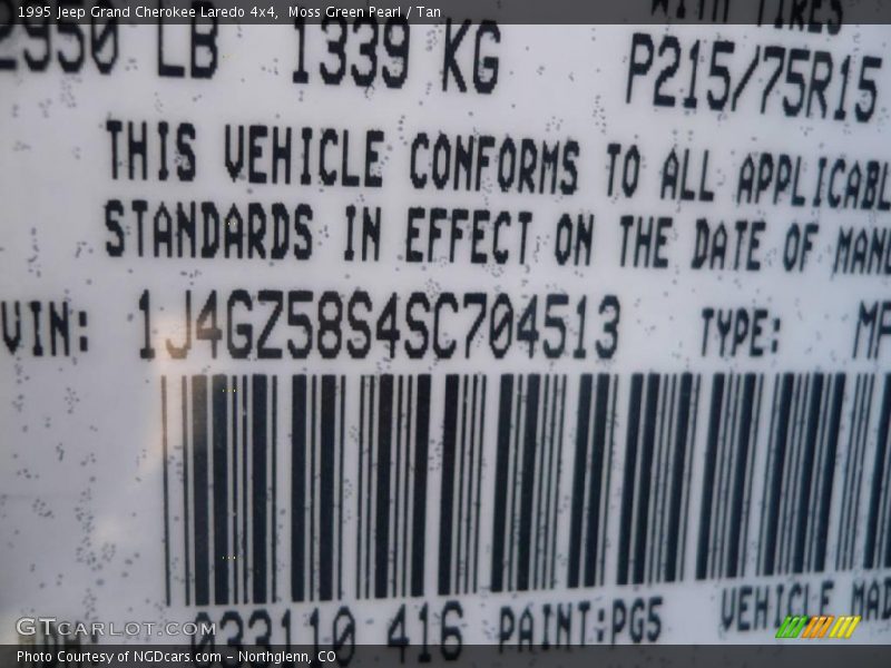 Moss Green Pearl / Tan 1995 Jeep Grand Cherokee Laredo 4x4