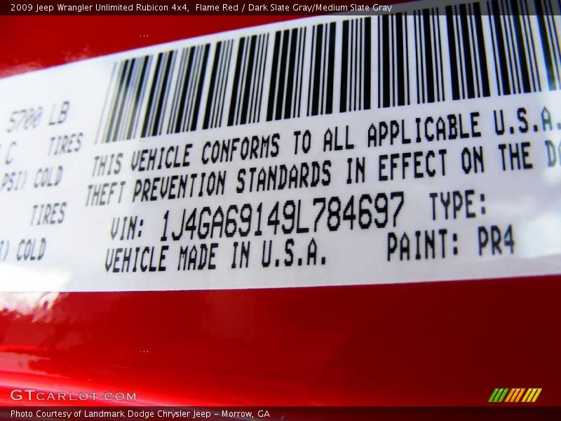 Flame Red / Dark Slate Gray/Medium Slate Gray 2009 Jeep Wrangler Unlimited Rubicon 4x4