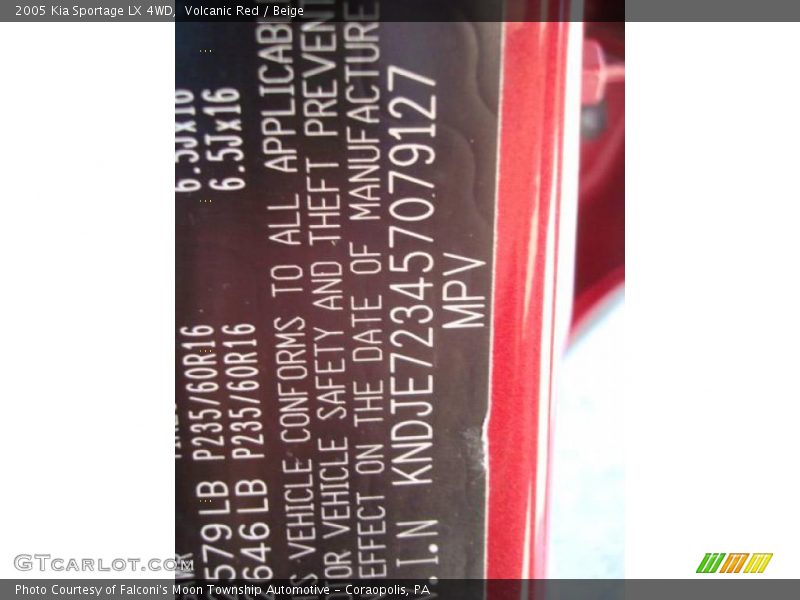 Volcanic Red / Beige 2005 Kia Sportage LX 4WD