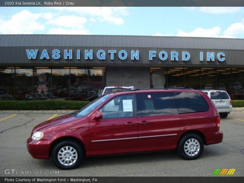 Ruby Red / Gray 2003 Kia Sedona LX