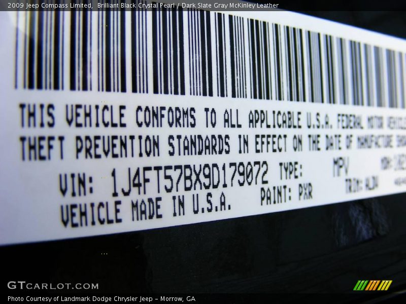 Brilliant Black Crystal Pearl / Dark Slate Gray McKinley Leather 2009 Jeep Compass Limited