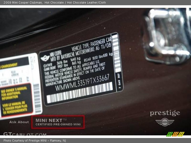 Hot Chocolate / Hot Chocolate Leather/Cloth 2009 Mini Cooper Clubman