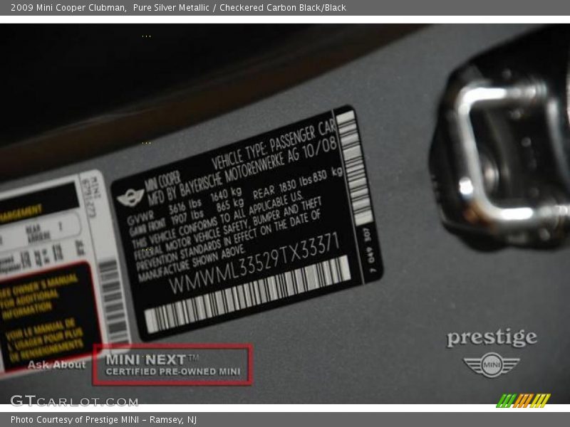 Pure Silver Metallic / Checkered Carbon Black/Black 2009 Mini Cooper Clubman