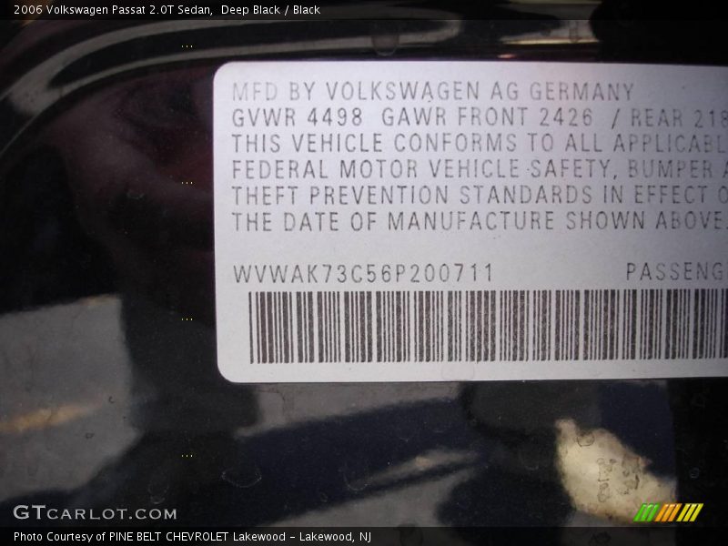 Deep Black / Black 2006 Volkswagen Passat 2.0T Sedan