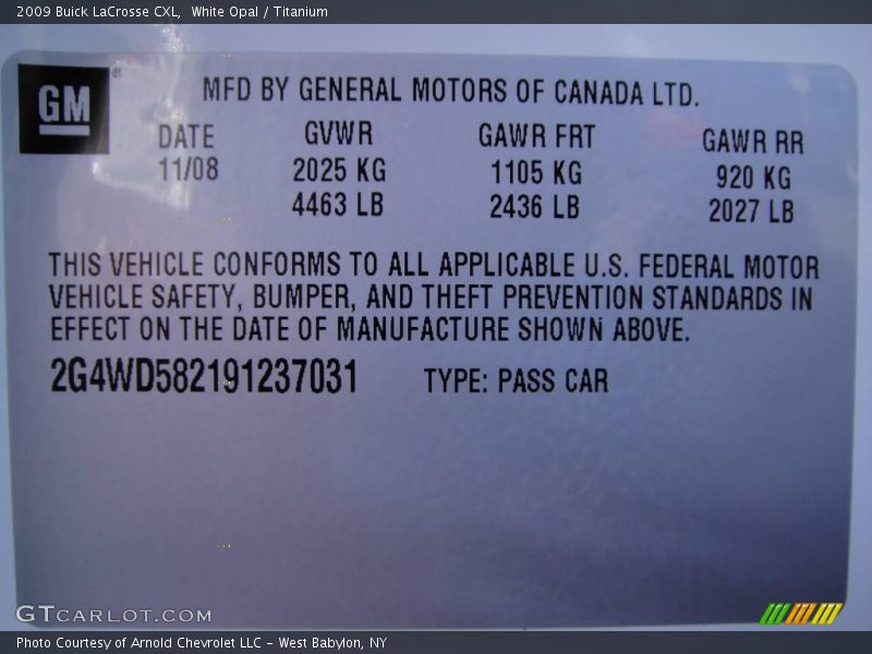 White Opal / Titanium 2009 Buick LaCrosse CXL