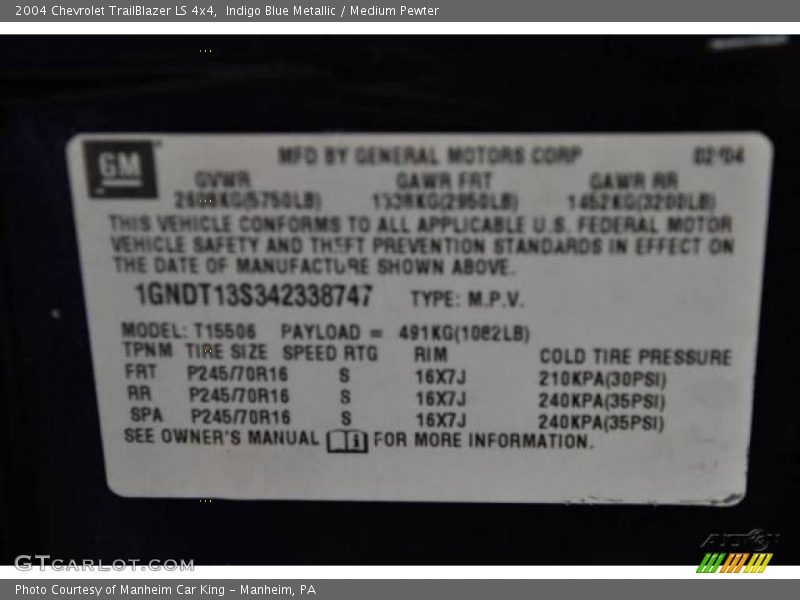 Indigo Blue Metallic / Medium Pewter 2004 Chevrolet TrailBlazer LS 4x4