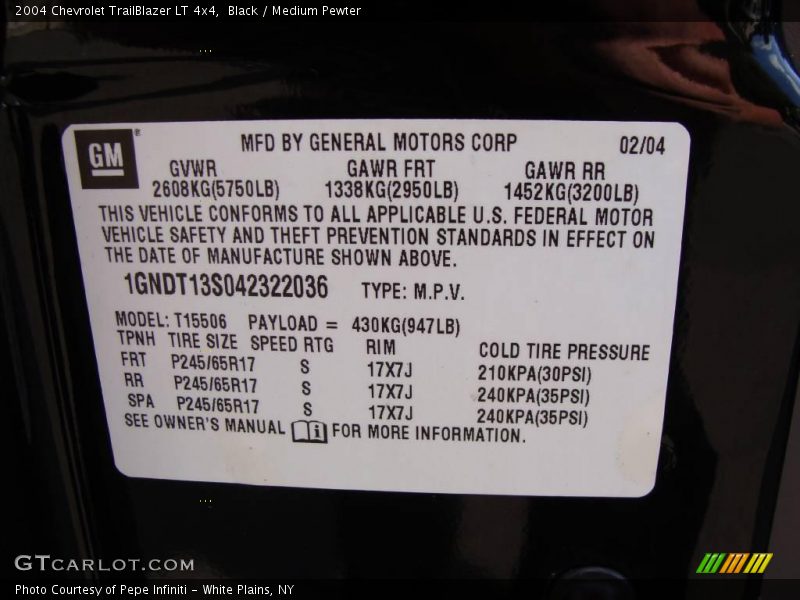 Black / Medium Pewter 2004 Chevrolet TrailBlazer LT 4x4