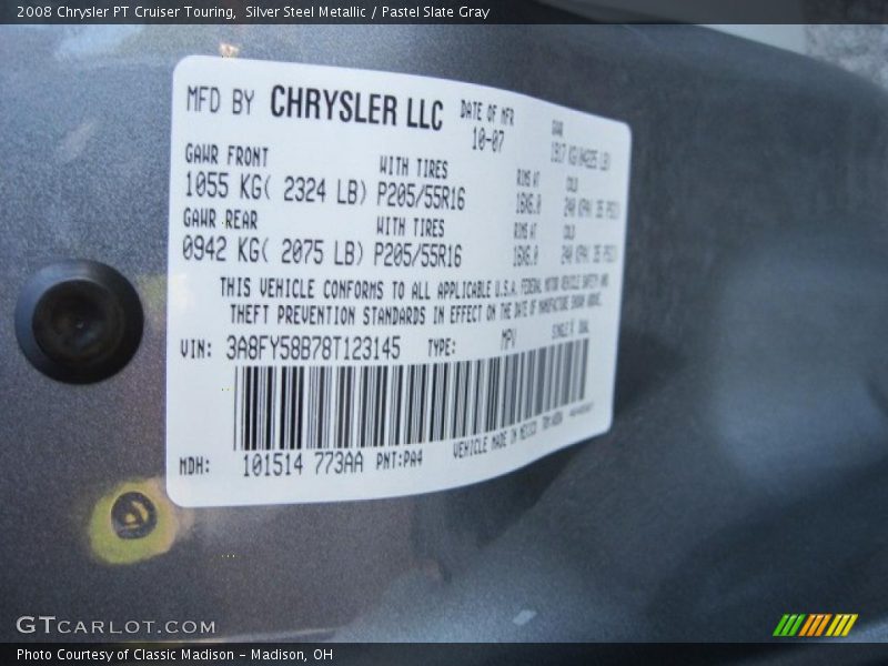 Silver Steel Metallic / Pastel Slate Gray 2008 Chrysler PT Cruiser Touring