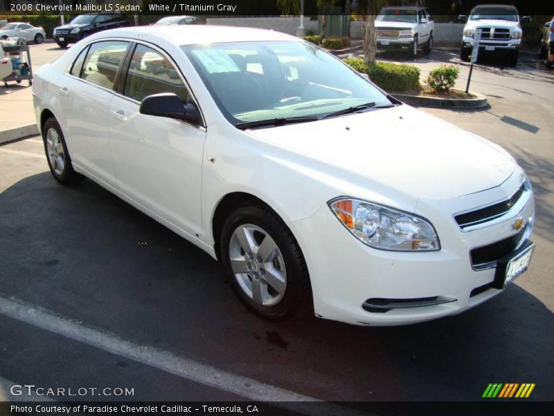 White / Titanium Gray 2008 Chevrolet Malibu LS Sedan