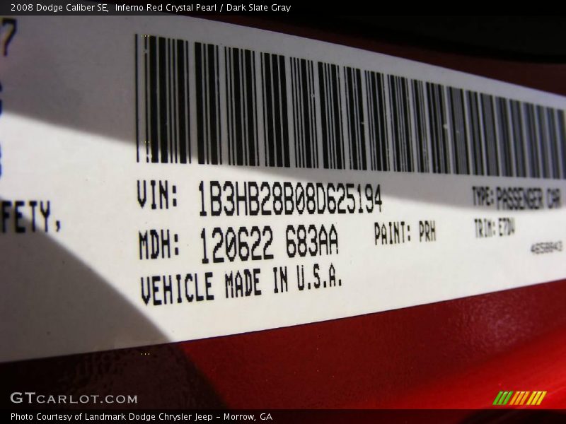 Inferno Red Crystal Pearl / Dark Slate Gray 2008 Dodge Caliber SE