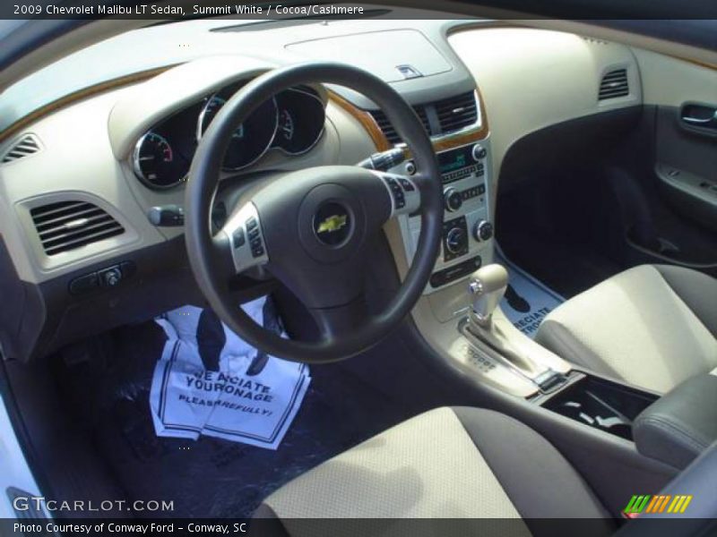 Summit White / Cocoa/Cashmere 2009 Chevrolet Malibu LT Sedan
