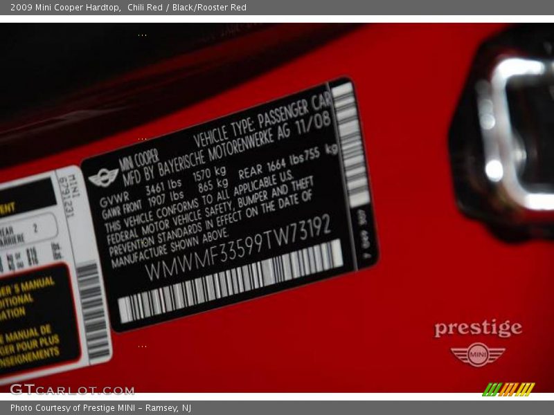 Chili Red / Black/Rooster Red 2009 Mini Cooper Hardtop