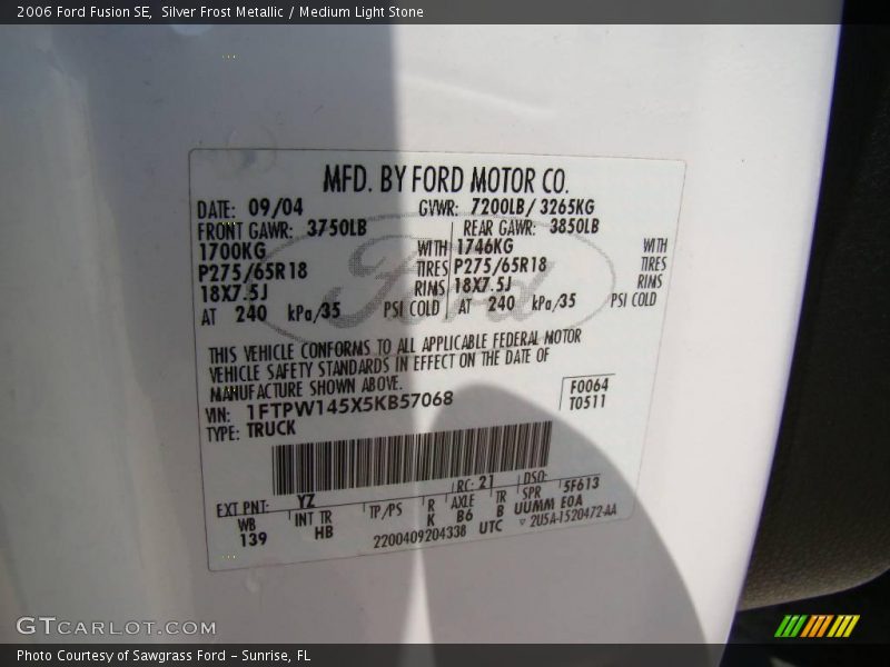 Silver Frost Metallic / Medium Light Stone 2006 Ford Fusion SE