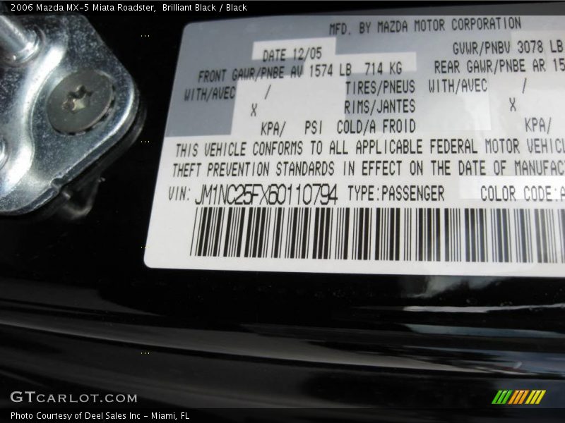 Brilliant Black / Black 2006 Mazda MX-5 Miata Roadster