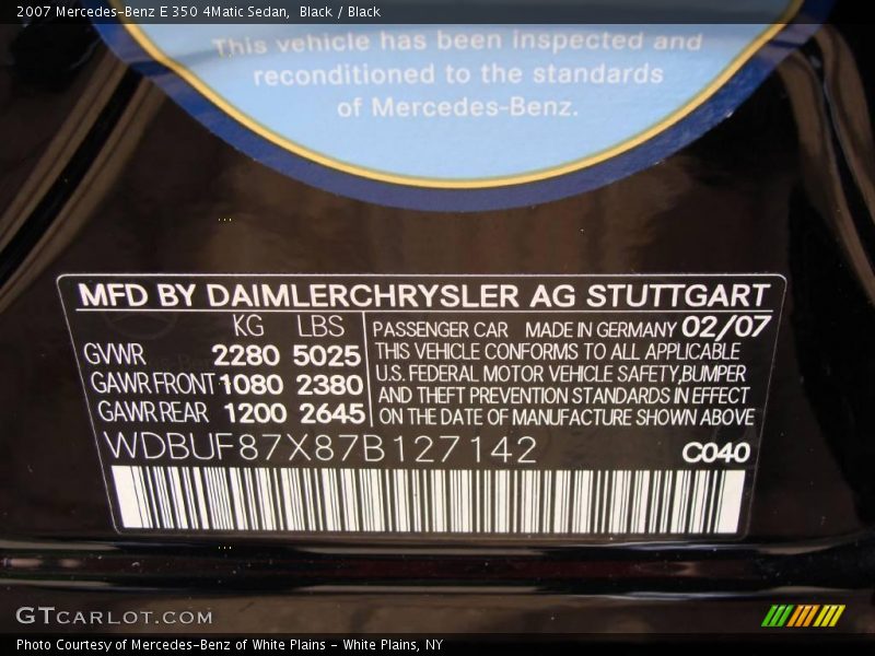 Black / Black 2007 Mercedes-Benz E 350 4Matic Sedan
