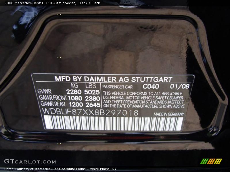 Black / Black 2008 Mercedes-Benz E 350 4Matic Sedan