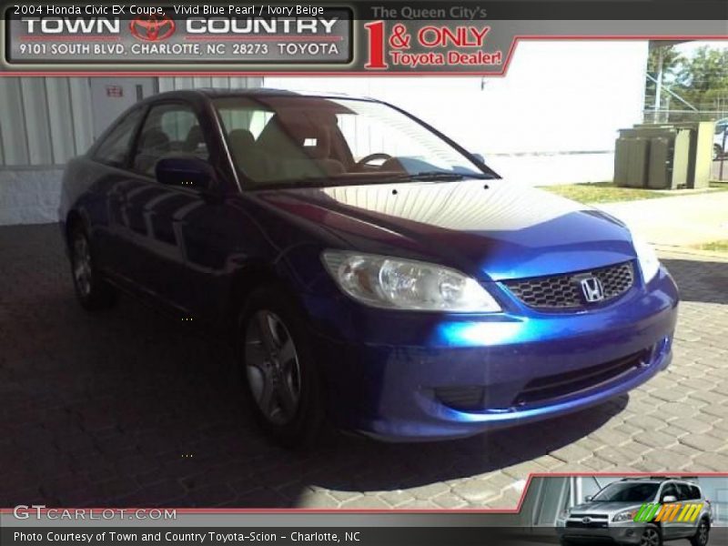 Vivid Blue Pearl / Ivory Beige 2004 Honda Civic EX Coupe