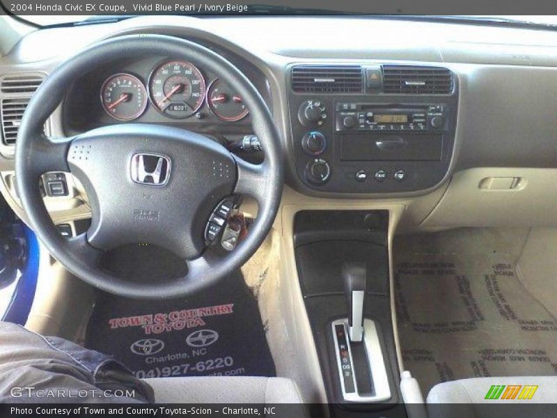 Vivid Blue Pearl / Ivory Beige 2004 Honda Civic EX Coupe