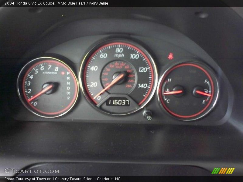 Vivid Blue Pearl / Ivory Beige 2004 Honda Civic EX Coupe