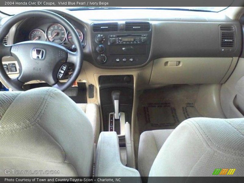 Vivid Blue Pearl / Ivory Beige 2004 Honda Civic EX Coupe