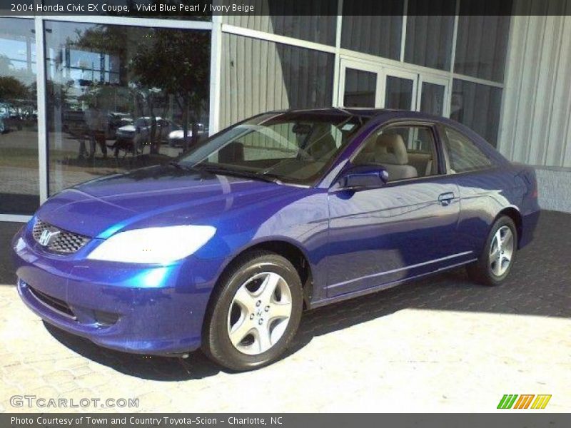 Vivid Blue Pearl / Ivory Beige 2004 Honda Civic EX Coupe
