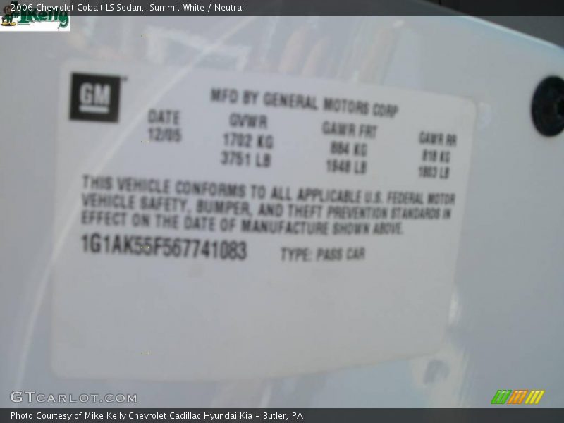 Summit White / Neutral 2006 Chevrolet Cobalt LS Sedan