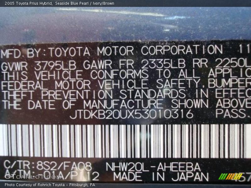 Seaside Blue Pearl / Ivory/Brown 2005 Toyota Prius Hybrid
