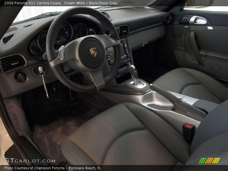 Cream White / Black/Stone Grey 2009 Porsche 911 Carrera Coupe
