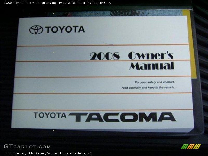 Impulse Red Pearl / Graphite Gray 2008 Toyota Tacoma Regular Cab