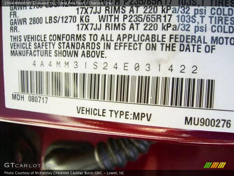 Ultra Red Pearl / Charcoal Gray 2004 Mitsubishi Endeavor XLS