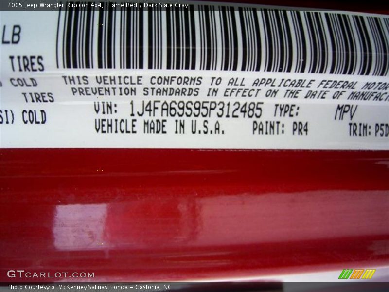 Flame Red / Dark Slate Gray 2005 Jeep Wrangler Rubicon 4x4